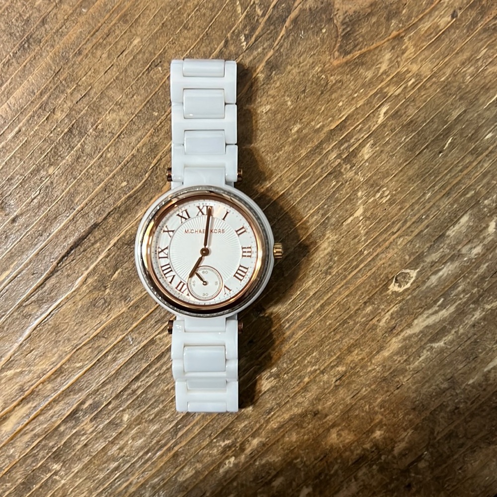 Michael Kors Women's Stainless Steel Quartz Chronograph White Dial Watch
